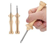 Oxford Punch Needle, 2 Pièces Kit de Broderie avec Aiguille à Poinçonner, Manche en Bois, Aiguille à Fil, Outils de Tricot Faits à la Main, pour Rideaux Familiaux, Peintures