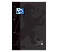 Oxford Recharge de couleur noire Oxford A4, 80 feuilles, quadrillage 5 x 5