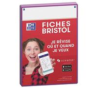 Oxford Révision 2.0 Lot de 50 Fiches bristol format A5 (14, 8 x 21cm) fond Uni Blanc Recto/Verso - cadre Lilas