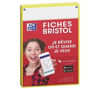 Oxford Révision 2.0 Lot de 50 Fiches bristol format A5 (14, 8 x 21cm) fond Uni Blanc Recto/Verso - cadre Jaune
