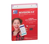 OXFORD Revision 2.0 Lot de 50 Fiches bristol format A5 (14, 8 x 21cm) petits carreaux Recto/Verso - cadre Rose