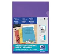 OXFORD Sachet de 10 Pochettes-Coin Shine A4 Polypro Lisse Epaisseur 12/100ème Violet