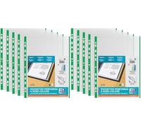 OXFORD Sachet de 10 Pochettes Perforées à Bande et Bords Colorés A4 Polypro Lisse Epaisseur 9/100ème Vert (Lot de 2)