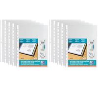 OXFORD Sachet de 10 Pochettes Perforées à Bande et Bords Colorés A4 Polypro Lisse Epaisseur 9/100ème Blanc (Lot de 2)