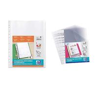 OXFORD Sachet de 10 Pochettes Perforées à Soufflet A4 Polypro Lisse Epaisseur 20/100ème Incolore & Lot de 50 Pochettes Perforées A4 Polypro Lisse Epaisseur 5/100ème Incolore 25261