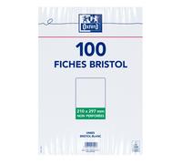 Oxford Sachet De 100 Fiches Bristol Non Perforées 21x29,7 Cm Uni Blanc