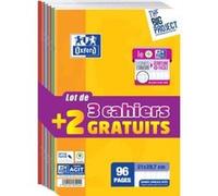 Oxford scolaire cahier agrafé a4 96 pages 90g lot de 5 400019496