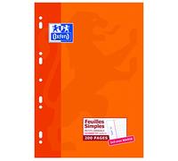 OXFORD Etui 200 copies simples 90g perforées Blanches A4 5x5