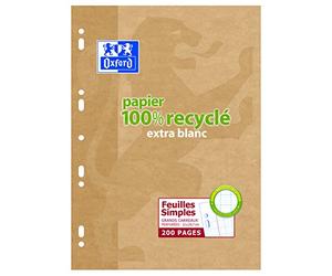 Oxford Scolaire Feuilles A4 simples grands carreaux 200 Pages 21 x 29,7 cm Blanc