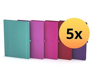 Oxford Signature Lot de 5 carnets quadrillés DIN B5 160 pages 5 couleurs