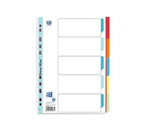 Oxford Strong-Line Lot de 25 intercalaires en carton A4 5 intercalaires vierges 5 couleurs
