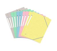 OXFORD Topfile+ 10 Pochettes Cartonnées 3 Rabats Format A4 fermeture Elastiques 5 Couleurs Pastel