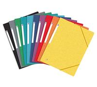 OXFORD Topfile+ Lot de 10 Chemises Cartonnees 3 Rabats Format A4 Fermeture Elastiques Coloris Assortis