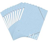 Oxford Topfile+ Lot de 10 Chemises Cartonnées 3 Rabats Format A4 fermeture Elastiques - Pochettes Couleur Bleu Pastel