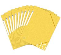 Oxford Topfile+ Lot de 10 Chemises Cartonnees 3 Rabats Format A4 fermeture Elastiques - Pochettes Couleur Jaune