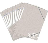 OXFORD TopFile+ Lot de 50 Chemises Cartonnées 3 Rabats Format A4 Fermeture Elastiques Beige Sable
