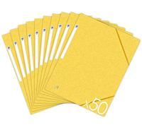 OXFORD TopFile+ Lot de 50 Chemises Cartonnées 3 Rabats Format A4 Fermeture Elastiques Jaune