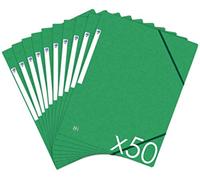 OXFORD TopFile+ Lot de 50 Chemises Cartonnées 3 Rabats Format A4 Fermeture Elastiques Vert