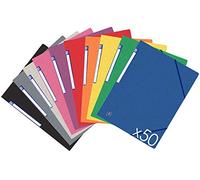 OXFORD TopFile+ Lot de 50 Chemises en carton 3 rabats Attaches élastiques format A4 10 couleurs assorties