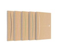 Oxford Touareg Cahier A4 Ligné 180 Pages Papier Recyclé Reliure Spirale Couverture Kraft Couleur aléatoire