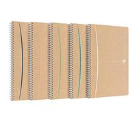 Oxford Cahier Touareg A4 Petits carreaux 5mm 100 p. Papier recyclé Spirale Kraft