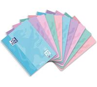 Oxford Touch Lot de 10 bloc-notes A4 à double bord, 80 feuilles, lilas pastel, bleu pastel, rose pastel, corail pastel, ligné