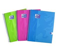 Oxford Touch - Lot de 5 cahiers à spirales reliés 160 pages, couleurs assorties Lot de 3 a4