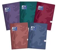 Oxford Touch Lot de 5 cahiers A4 60 feuilles à carreaux Couleurs mélangées