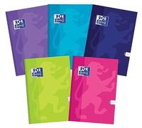 Oxford Touch Lot de 5 carnets de notes A5 96 feuilles quadrillées Couleurs mélangées