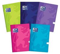 Oxford Touch Lot de 5 carnets de notes lignés 60 feuilles Couleurs mélangées Format A4