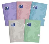 Oxford Touch Pastel Lot de 5 carnets de notes A5 96 feuilles quadrillées Mélange de couleurs