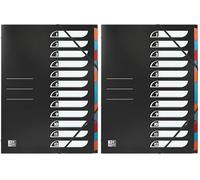 OXFORD Trieur Standard 12 Compartiments A4 Couverture Polypro Noir (Lot de 2)