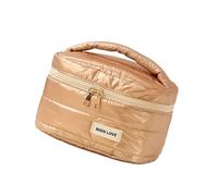 Oxford Trousse de toilette en tissu imperméable de grande capacité pour de multiples applications Sac à cosmétiques matelassé en polyuréthane, doré, Square bag L, Beauté de masse