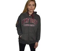 Oxford University OU129 Licensed Zipped Unisex Hooded Sweatshirt Charcoal L