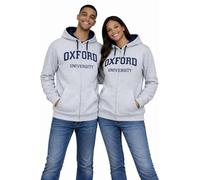 Oxford University OU129 Licensed Zipped Unisex Hooded Sweatshirt Grey L