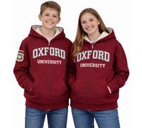 Oxford University OU129 Sweat-shirt à capuche zippé pour enfant Bordeaux - Rouge - 9-10 ans