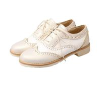 Oxfords et Derbies Femmes Mode Chaussures de Danse Bout Rond Talon Plat Outdoor Baskets Rétro Creux Oxford avec Talon Loisir Flâneur Chaussures