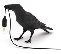 OXFUZZ Lampe de table en résine pour chambre à coucher, bureau, table de chevet, applique murale, style corbeau - Noir et blanc
