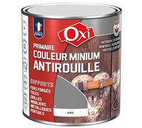 OXI - Minium - Primaire Antirouille Gris - 0.5L | Primaire antirouille avant finition décorative - Métaux ferreux, intérieur et extérieur - Sans plomb