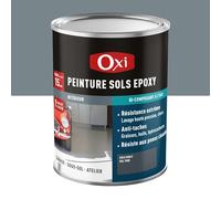 Oxi - Peinture Époxy Sols - Peinture Sol Extérieur Sans Sous-Couche - A Base de Résine Époxy - Bi-Composant - Béton, Carrelage, Ciment ou Pierre- Gris Foncé (RAL 7000) -0.3 litres