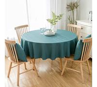 oxiang Couleur Unie en Coton Et Lin Nappe Ronde Anti Taches Table À Manger Nappes,160cm,Vert