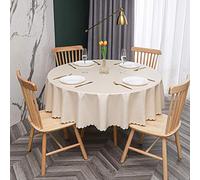 oxiang Nappe Ronde PVC Anti Taches éTanche Table à Manger Nappes Couleur Crème-160cm