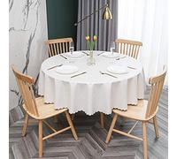 oxiang Nappe Ronde PVC Anti Taches éTanche Table à Manger Nappes Crémeux-Blanc-140cm
