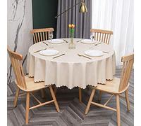 oxiang Nappe Ronde PVC Anti Taches éTanche Table à Manger Nappes Feuilles Beige-120cm