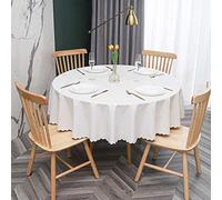 oxiang Nappe Ronde PVC Anti Taches éTanche Table à Manger Nappes Feuilles Blanches-160cm