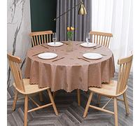 oxiang Nappe Ronde PVC Anti Taches éTanche Table à Manger Nappes Feuilles Brunes-140cm