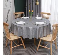 oxiang Nappe Ronde PVC Anti Taches éTanche Table à Manger Nappes Feuilles Grises-200cm