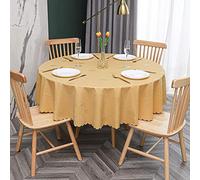 oxiang Nappe Ronde PVC Anti Taches éTanche Table à Manger Nappes Feuilles Jaunes-180cm