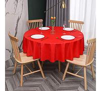 oxiang Nappe Ronde PVC Anti Taches éTanche Table à Manger Nappes Feuilles Rouges-160cm