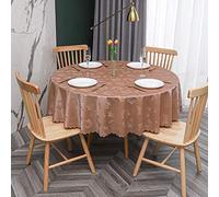 oxiang Nappe Ronde PVC Anti Taches éTanche Table à Manger Nappes Fleurs Marron-120cm
